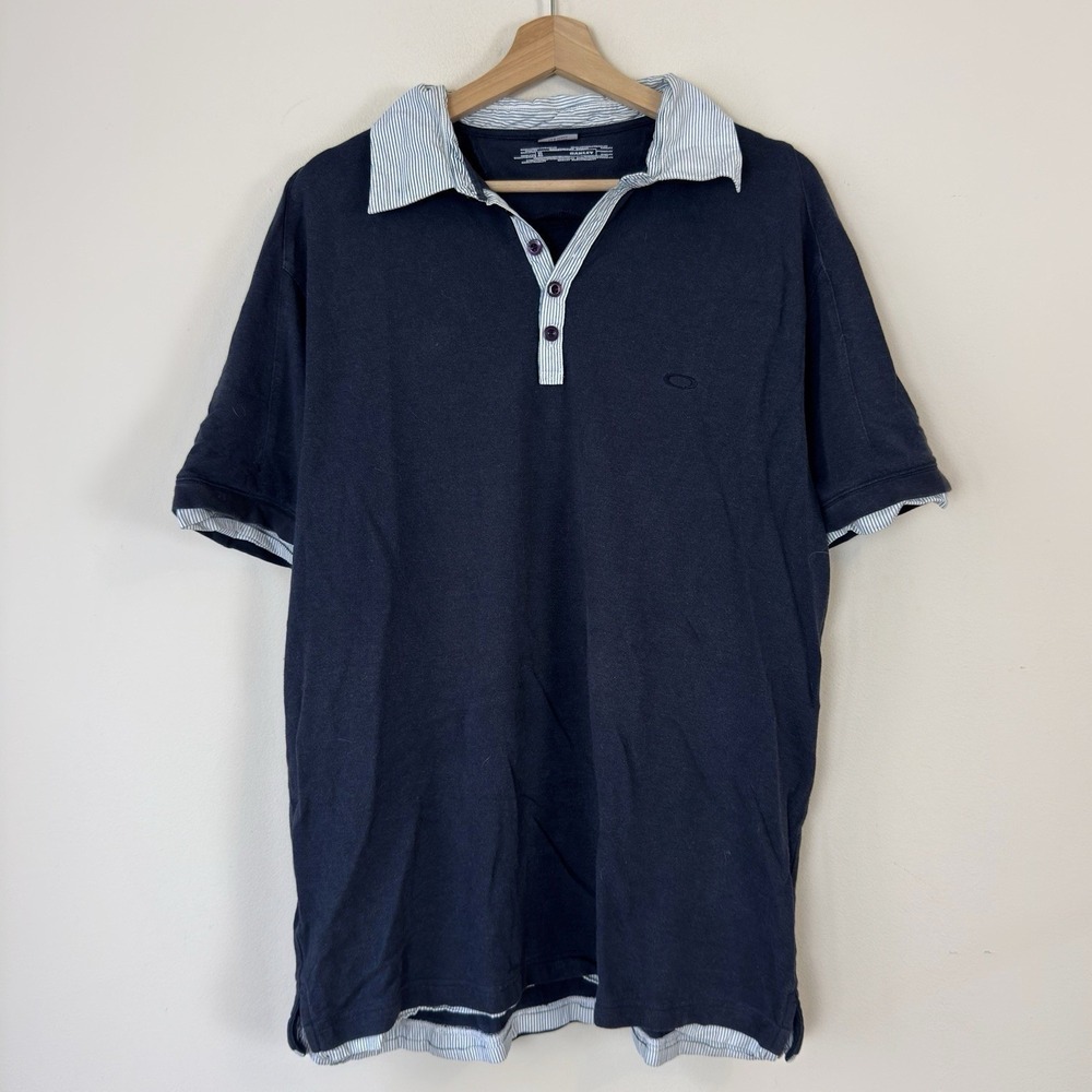 Oakley Men's Navy Blue Polo Collared Tee Shirt - XL